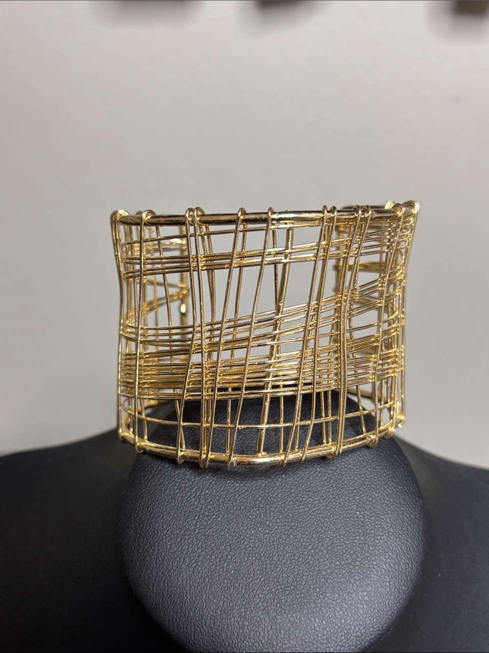 Noir Gold Tone Elegant Wire Cage Cuff Bracelet